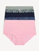Набор хлопковых трусиков Marks&Spencer высокая посадка Full briefs 5 шт 10(38) dark green mix разноцветный 0042 - изображение 1