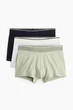 Набор коротких хлопковых боксеров H&M 3 шт L green gray melange разноцветный 2008 - изображение 1