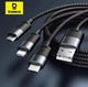 Кабель для быстрой зарядки универсальный Baseus 3 в 1 Lightning micro-USB USB Type-C Черный - изображение 1