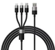 Кабель для быстрой зарядки универсальный Baseus 3 в 1 Lightning micro-USB USB Type-C Черный - изображение 2