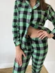 Домашняя женская пижама COSY в клетку зелено/черная рубашка+штаны XL (CS) - изображение 3