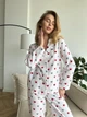 Домашняя женская пижама COSY красные сердца на белом рубашку+брюки. ХL (CS) - изображение 3