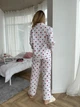 Домашняя женская пижама COSY красные сердца на белом рубашку+брюки. ХL (CS) - изображение 4