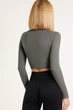 Топ-лонгслів в рубчик з довгим рукавом Giulia CROP TOP RIB POPPY SEED One Size Темно-сірий - изображение 2