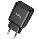Мережевий Зарядний Пристрій Hoco N5 Favor 20W PD+QC3.0 (1USB/1Type-C/3A) (Чорний) - зображення 1