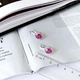 Серебряные серьги с натуральным рубином 4.846ct, фианитами (2165231) - изображение 4