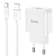 Зарядний пристрій Hoco C106A 2in1 1-USB; кабель Type-C 1 м; 2,1A, white (58442) - зображення 1