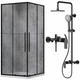 Комплект: Душова кабіна DUSEL DSL194B Black matt 1000*1000, скло прозоре+ Душова система зі змішувачем DUSEL LACIO Black - зображення 1
