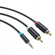 Аудіо-кабель з AUX mini-Jack 3,5 мм на Double RCA тюльпан Vention 2RCA Male Cable (2m). Black - зображення 2