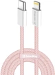 Кабель ColorWay Type-C - Apple Lightning braided cotton PD Fast Charging 27W 1 м Pink (CW-CBPDCL061-P) - изображение 1