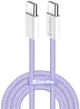 Кабель ColorWay Type-C - Type-C braided cotton PD Fast Charging 60W 3А 1 м Purple (CW-CBPDCC061-PU) - изображение 1