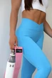 Спортивные женские леггинсы Soft SQ с эффектом визуальной коррекции фигуры Push Up V-пояс Однотонные M Голубые (SQ080000M) - изображение 4