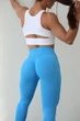 Спортивные женские леггинсы Soft SQ с эффектом визуальной коррекции фигуры Push Up V-пояс Однотонные M Голубые (SQ080000M) - изображение 15