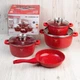 Набор кастрюль с гранитным антипригарным покрытием Top Kitchen TK-00076, набор посуды 7 предметов красный - изображение 1