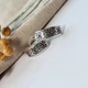 Серебряные серёжки (пара) серьги Вышиванка с Красными камнями черненное серебро 925 5016ч 3.70г - изображение 5