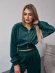 Жіночий велюровий костюм (кофта+штани+топ) Uaclothes 42-44 Зелений (like36632-170581349) - зображення 2