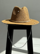Шляпа Федора женская D.Hats из рафия с цепью серебро с кольцами коричневая - изображение 1