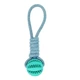 Интерактивная игрушка для собак мяч на веревке, чистка зубов собак, диаметр мяча 6см, веревка + мяч 37см синий - изображение 3