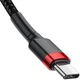 Кабель зарядний Baseus USB-C на USB-C Cafule 3A 60W 1.0 м Black/Red (CATKLF-G91) - зображення 3