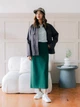 Юбка миди осенняя прямая женская Uniqlo 859179941 L Зеленая (1159811485) - изображение 9