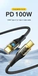 Кабель прозорий Essager 5А Type-C – Type-C PD 100W (20V/5A) швидка зарядка для ноутбуків смартфонів планшетів довжина 1.0м Black - зображення 4