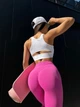Спортивные женские леггинсы Soft SQ с эффектом визуальной коррекции фигуры Push Up V-пояс Однотонные XS-S Розовые (SQ070000S) - изображение 9