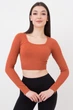 Топ вкорочений з довгим рукавом Giulia CROP TOP RIB one size Orange-burnt sienna - изображение 1