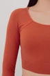 Топ вкорочений з довгим рукавом Giulia CROP TOP RIB one size Orange-burnt sienna - изображение 2
