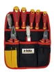 Набор диэлектрических отверток Felo Ergonic 3,5/4,0/5,5/PH1/PH2/PZ2/тестер с диэлектрическими пасатижами, бокорезами, ножом для снятия изоляции, сумка на пояс 41399504 (11126) - изображение 1