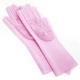 Перчатки хозяйственные силиконовые Magic Silicone Gloves для уборки чистки мытья посуды для дома. Цвет: розовый - изображение 1