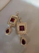 Серьги бижутерия Красные камни Модный винтаж jeweston Золотые - изображение 3