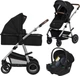 Универсальная коляска 3 в 1 Lionelo Amber Black Silver (LO-AMBER 3IN1 BLACK SILVER) - изображение 1