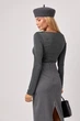 Эластичный женский джемпер с блестящего трикотажа Lurex Серый XS (46170) - изображение 2