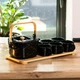 Чайний сервіз на 6 персон Yiwu Masala набір для чайної церемонії чайник з чашками на підставці Чорний - зображення 8