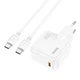 Мережевий зарядний пристрій Hoco C112A Advantage PD/30W, з протоколами PPS, QC3.0/2.0, Type-C to Type-C Cable White - зображення 2