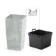 Горщик пластмасовий із вкладом Flora Urbi Square Beton Effect бетон 14х14см - зображення 2