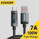Кабель Essager USB – Type-C PD 100W 7A LED дисплей Швидка зарядка для ноутбуків смартфонів планшетів 1.0 м Black - зображення 1