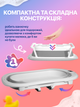 Ванночка для купання новонародженої дитини дитяча складна ванна A1 зі зливом термометром і подушкою дитячі ванночки немовлят новонароджених A1 EB-211P біло сіра - зображення 5