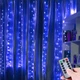 Гирлянда штора "Роса", 1,8x1,2м, 144 LED, от USB и сети 220В, 8 режимов, 12 нитей, Синий - изображение 3
