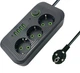 Подовжувач мережевий UA Power F09U, 4USB, Type-C, 3 розетки, 6 м Black - зображення 2