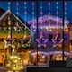 Неоновая LED гирлянда штора Звезды 9шт, 3х0,8м, 220V, 8 режимов, IP44, Мультиколор - изображение 3