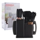 Кухонний набір 19 предметів Kitchenware set, силіконові аксесуари для кухні з подвійною підставкою та обробною дошкою, кухонні ножі з нержавіючої сталі, стильний набір приладдя для кухні, чорний - зображення 3