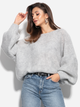 Sweter damski luźny Fobya Sweater F1102 One size Szary (5903707111558) - obraz 3