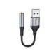 Аудiокабель HOCO LS36 USB-A to 3.5mm female, nylon braid, 0,12m, Black 6942007608879 - зображення 1