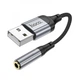 Аудiокабель HOCO LS36 USB-A to 3.5mm female, nylon braid, 0,12m, Black 6942007608879 - зображення 3
