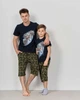 Мужской комплект Nicoletta с шортами хаки - листья - Family look папа/сын, Темно-синий, l - изображение 9