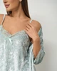 Комплект-тройка Nicoletta штаны с халатом - мраморный велюр 87093-Мятный-S - изображение 5