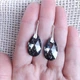 Серьги Hand Made с кристаллами каплями Swarovski черно-серебристого цвета Silver Night - изображение 2