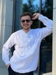 Льняна чоловіча сорочка вишиванка ексклюзивна "Ярослав" біла тканина льон 100% вишивка гладь 12774-50 (M) - зображення 1
