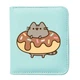 Кошелек Pusheen cat на кнопке Кот в пончике 11х10 см Мятный n-12255 - изображение 1